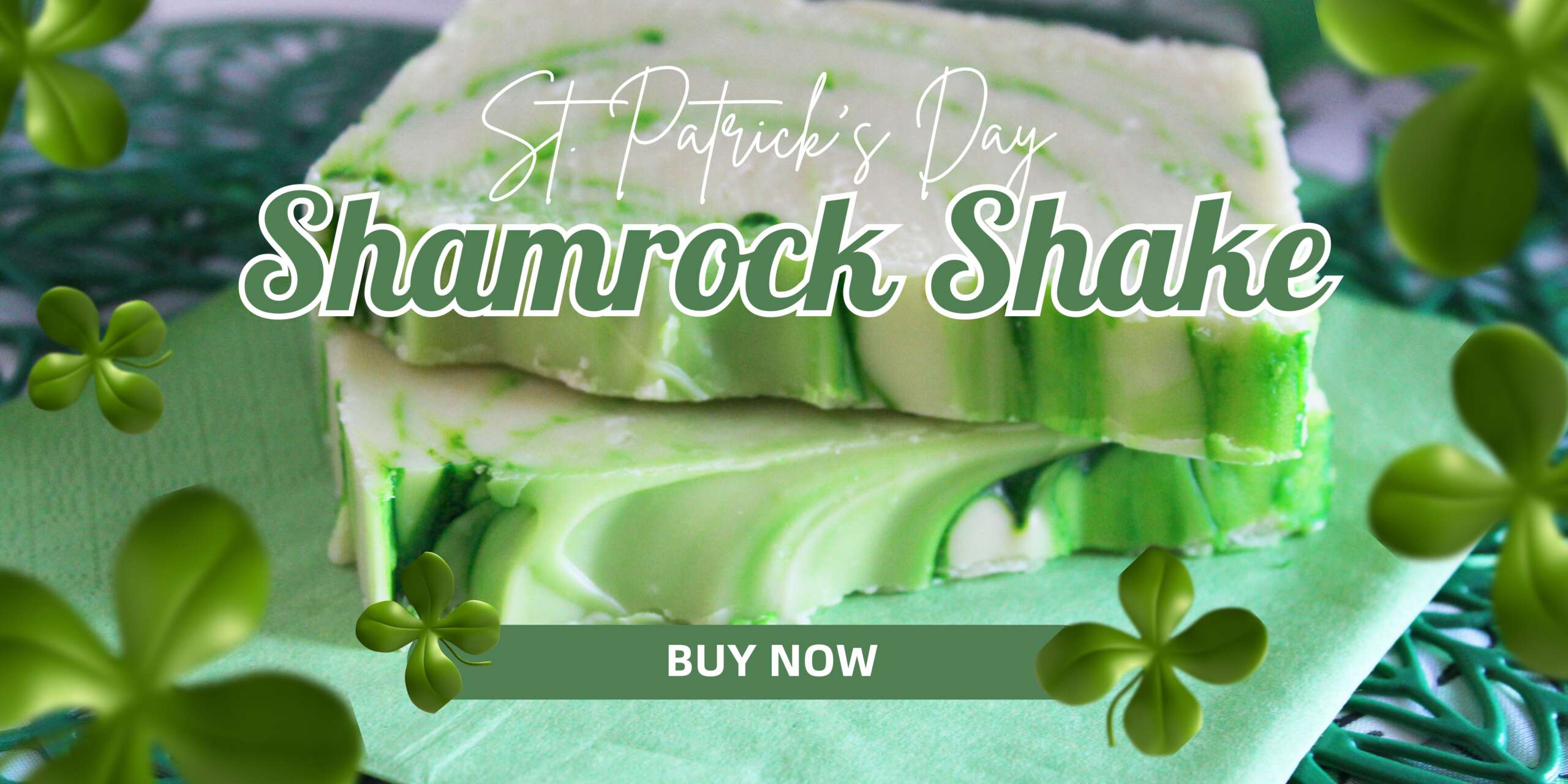 Shamrock Shake Fudge with Shamrock images around